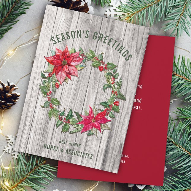 Carte de vœux personnalisée Rustique pour les Fête (Rustic Business Season's Greetings Personalized Holiday Card)