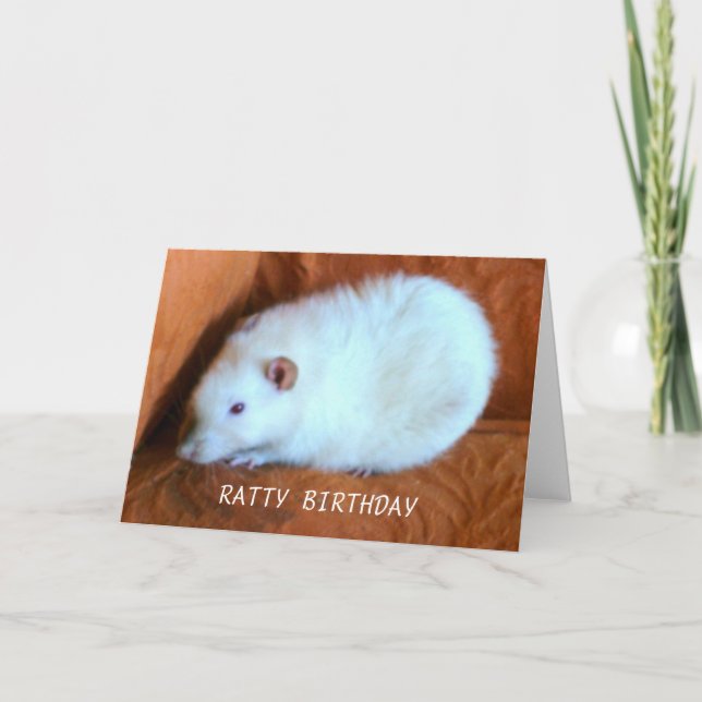 Carte de voeux personnalisée Snowball White Rat (Devant)