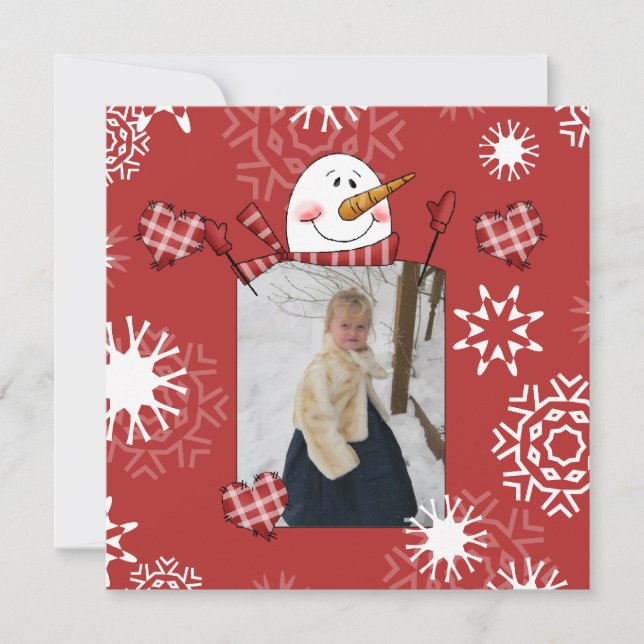 Carte de voeux personnalisée Snowman Holiday (Devant)