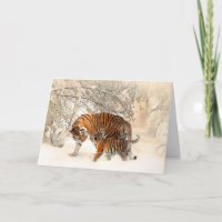 Carte de voeux personnalisée Winter Tigers