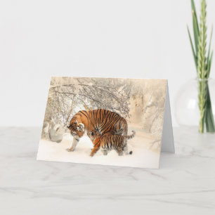 Carte de voeux personnalisée Winter Tigers