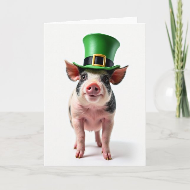 Carte de vœux Petit Cochon Chanceux (Devant)