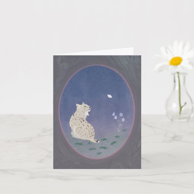 Carte de vœux petite Bobcat en bois clair au clair (Petite plante)