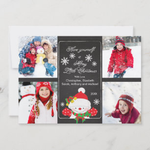 Carte de vœux photo 4 Joyeux Bonhomme de neige sur