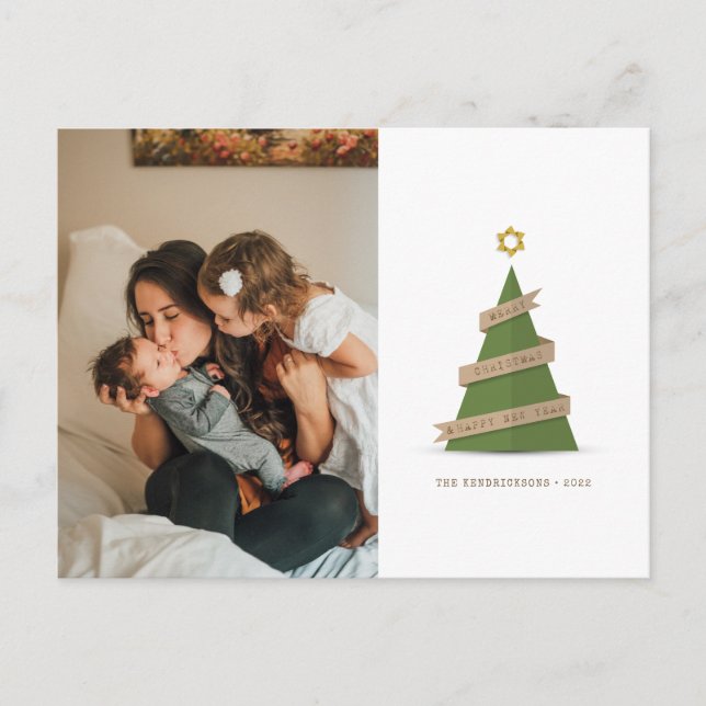 CARTE DE VOEUX PHOTO | Arbre de Noël en Papier (Devant)