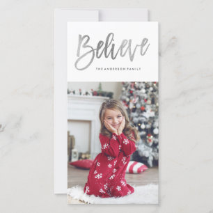 Carte de vœux photo Argent Croquée Believe