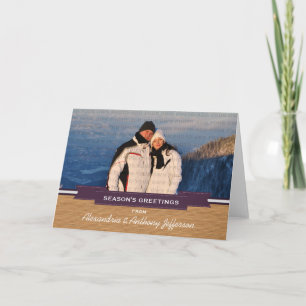 Carte de vœux photo avec bannière rustique violett
