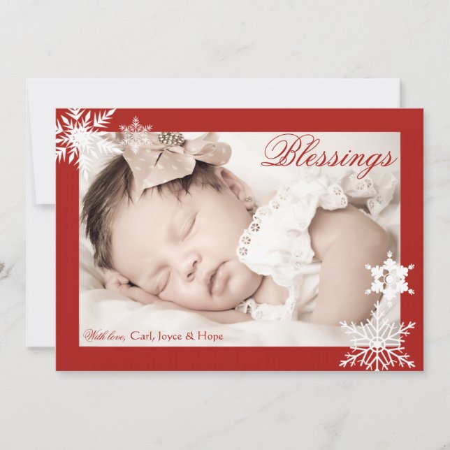 Carte de vœux photo avec bordure rouge (Devant)