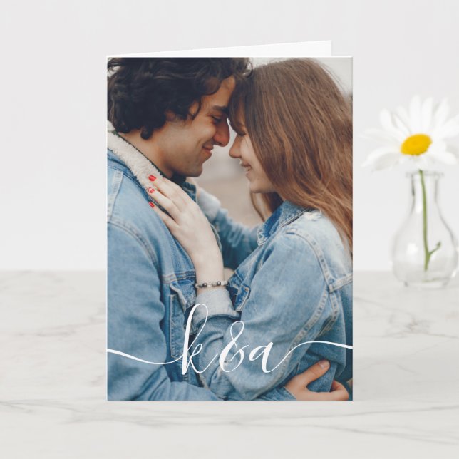 Carte de vœux photo avec monogramme (Petite plante)