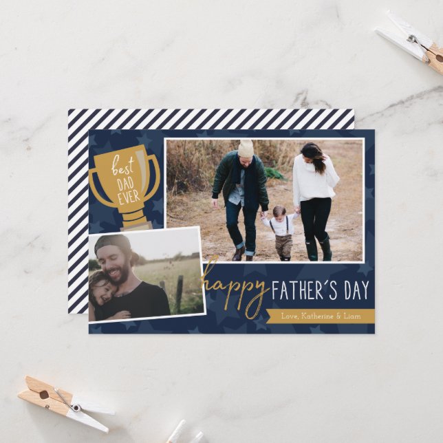 Carte de voeux photo Best Dad Award (Devant/Arrière en situation)