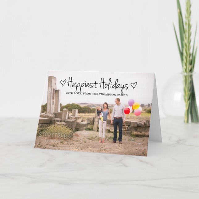 Carte de voeux photo Black Happiest Holidays (Devant)