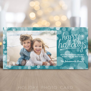Carte de vœux photo Bokeh Happy Holidays : style m
