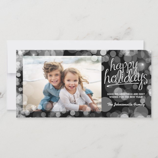 Carte de vœux photo Bokeh Joyeuses Fêtes : Style M (Devant)
