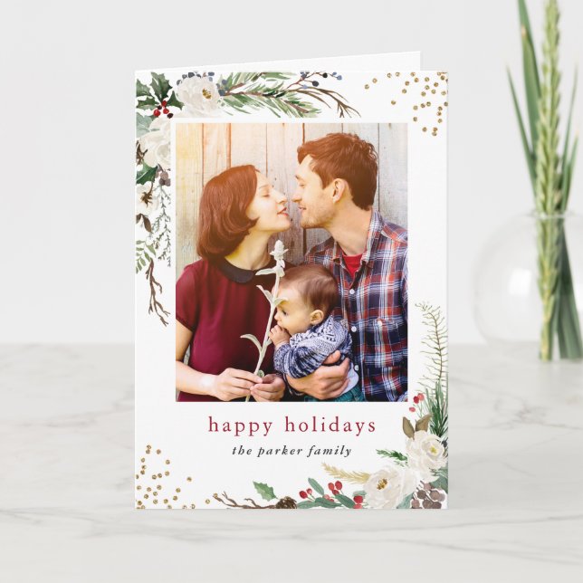 Carte de vœux photo botanique simple et élégante d (Devant)