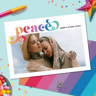 Carte de vœux photo colorée de paix arc-en-ciel