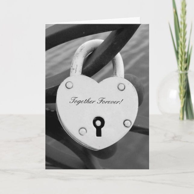 Carte de vœux photo de cadenas d'amour en forme de (Devant)
