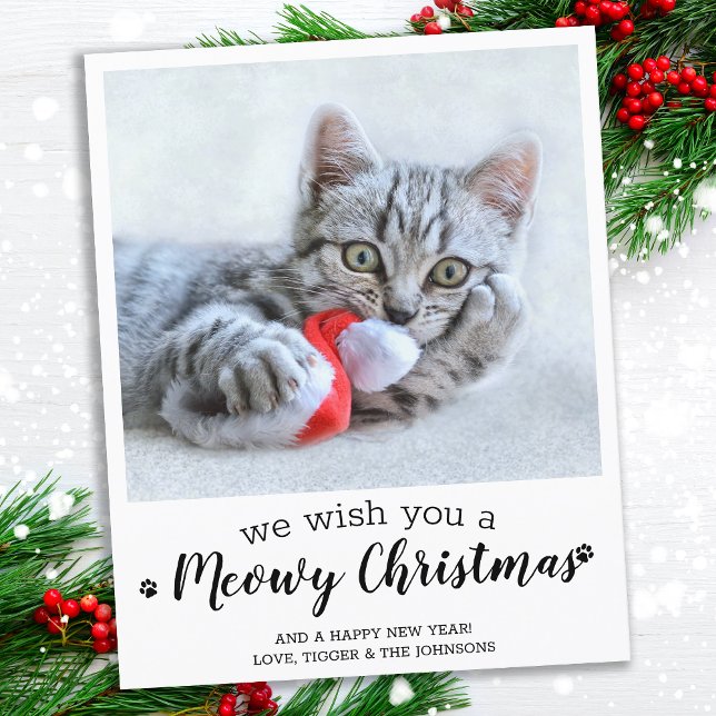 Carte de vœux photo de chat pour un joyeux Noël à  (Créateur téléchargé)