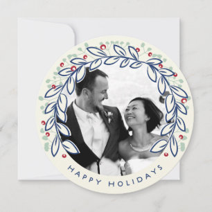 Carte de vœux photo de couronne de fêtes