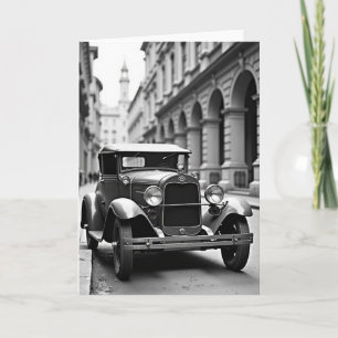 Carte de vœux photo de Fête des pères avec voiture