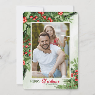 Carte de Vœux Photo de Fêtes de Bright Holly
