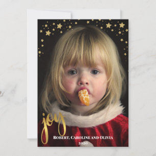 Carte de vœux photo de fêtes JOIE et Étoiles dor