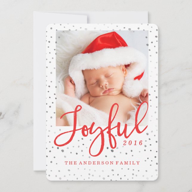 Carte de vœux photo de fêtes Joyeuse (Devant)