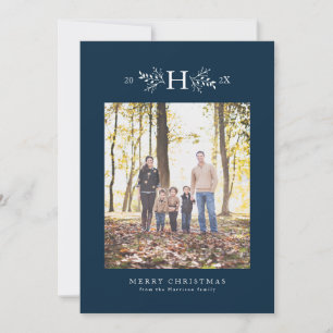 Carte de vœux photo de fêtes rustique avec monogra