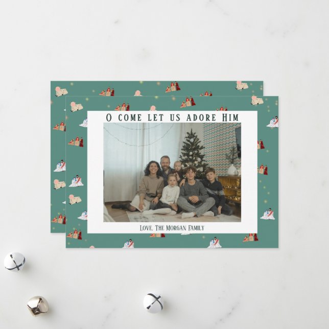Carte de vœux photo de la Nativité (Devant/Arrière en situation)