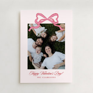 Carte de vœux photo de la Saint-Valentin à ruban r