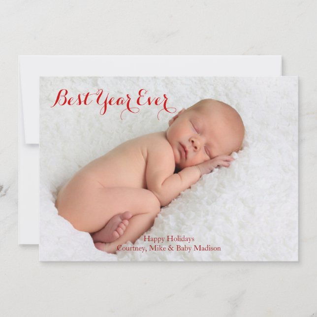 Carte de vœux photo de l'année la plus belle (Devant)