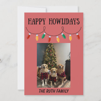 Carte de vœux photo de lumières de Noël Happy Howl