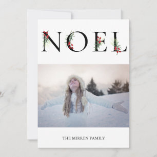 Carte de vœux photo de Noël à plat ornée de motifs