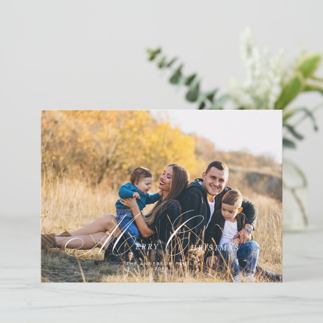 Carte de vœux photo de Noël avec écriture calligra (Debout devant)