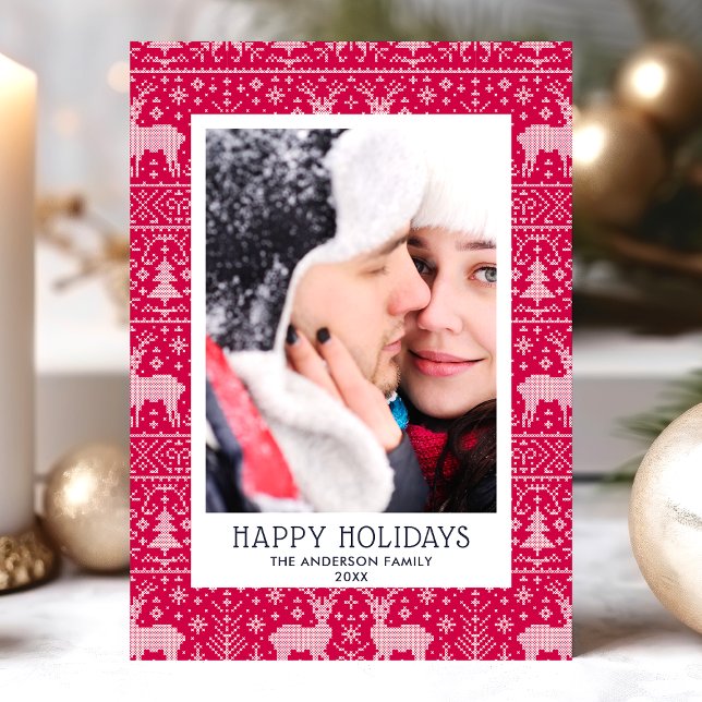 Carte de vœux photo de Noël avec pull moche Joyeus (Créateur téléchargé)