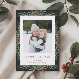 Carte de vœux photo de Noël Botaniques