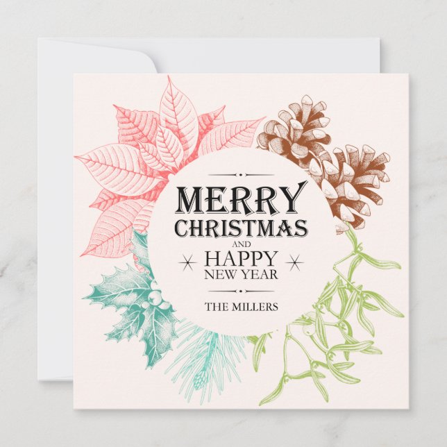 Carte de vœux photo de Noël | Cercle de vacances d (Devant)