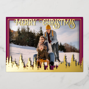 Carte de vœux photo de Noël élégante avec feuille 