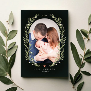 Carte de vœux photo de Noël Floral Bliss