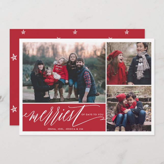 Carte de vœux photo de Noël Jour le plus joyeux 3 (Devant / Derrière)