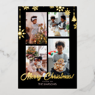Carte de vœux photo de Noël Lettre en feuille mé