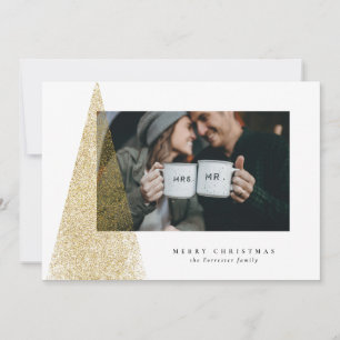 Carte de vœux photo de Noël moderne arbre doré