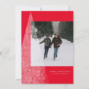 Carte de vœux photo de Noël moderne arbre enneigé