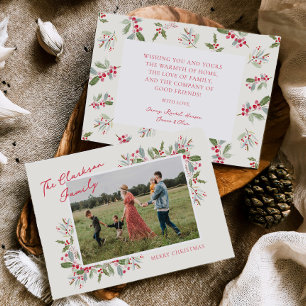 Carte de vœux photo de Noël Pastel Holly