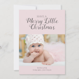 Carte de vœux photo de Noël rose tendre Joyeux pet