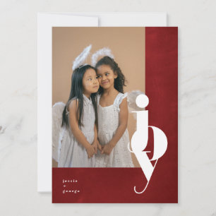 Carte de vœux photo de Noël Rouge Gras Joie Simple