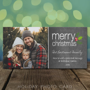 Carte de vœux photo de Noël tableau noir Joyeux No