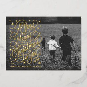Carte de vœux photo de Noël très joyeux avec lettr