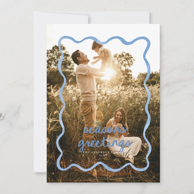 Carte de vœux photo de vacances avec bordure ondul (Devant)