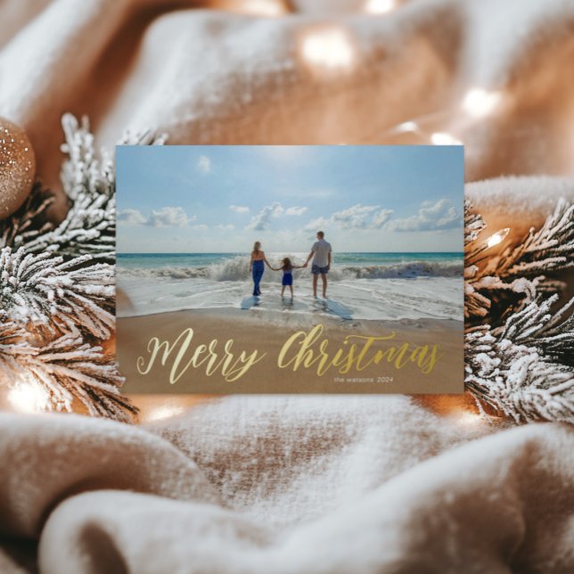 Carte de vœux photo de vacances avec typographie f (Créateur téléchargé)