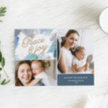 Carte de vœux photo de vacances céruléen<br><div class="desc">Un design de vacances artistique bleu et or par Shelby Allison.</div>